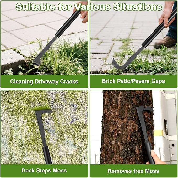 2025 Upgraded 13.5'' Crack Weeder Tool, Carbon Steel Handle Manual Crevice Weeding Tool Weed Puller Gardening Tool for Sidewalk, Paver, Wall Gaps, Lawn Yard, Driveway, Bricks, Deck Boards
