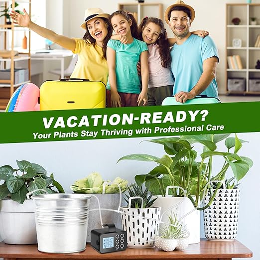 Automatic Plant Waterer Indoor: Drip Irrigation System with Large Display, Easy Programming, Vacation Plant Watering Devices for 15 Potted Plants, New Upgraded Christmas Tree Watering System