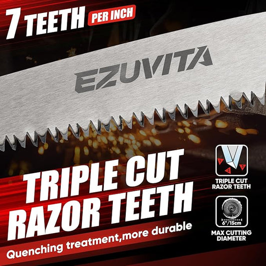 3PC Gardening Folding Saw with Pruner and Shears Set, 7 inch Hand Saw, Stainless Steel Garden Scissors 2 Pack, Professional Gardening Tools for Wood Cutting, Landscaping, Trimming, Picking