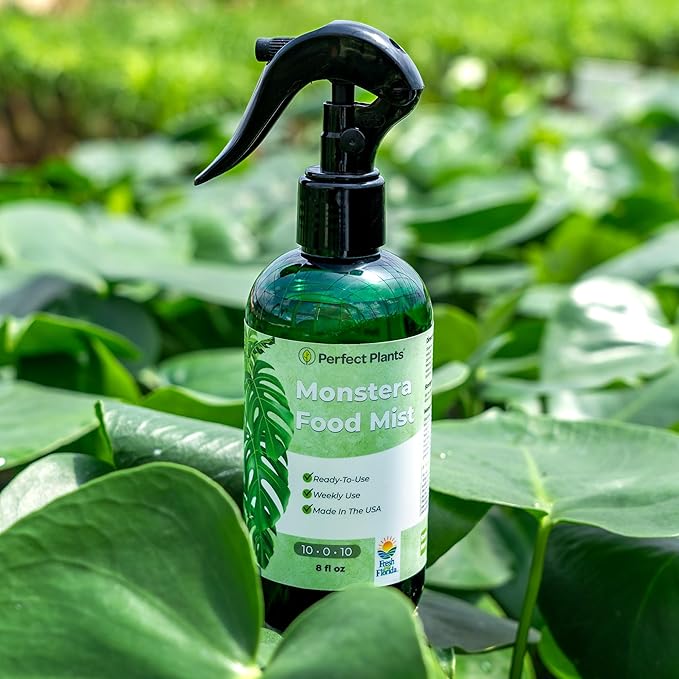 Monstera Foliar Food Spray by Perfect Plants | Natural Indoor Plant Mist for Garden Foliage | 10-0-10 Fertilizer Nutrient Blend (8 fl oz)