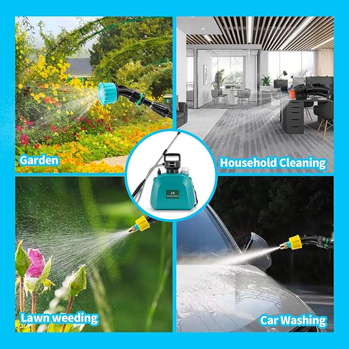 Electric Garden Sprayer, 2Gallon 8L Large Capacity Automatic Spray Bottle,Powerful Continuous Water Spraying, with 3 Rotatable Mist Nozzles and Adjustable Shoulder Strap for Lawn Yard