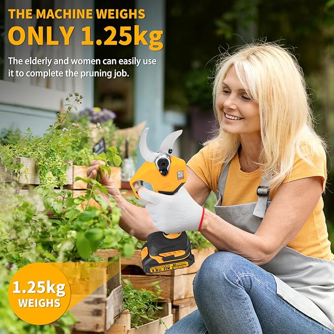 Electric Pruning Shears, 1.6" Upgraded Power Pruners Cordless with 2x2.0Ah Battery, LCD Screen Brushless Professional Gardening Tree Branch Cutter Scissors with 3 Pairs SK5 Blade & Whetstone