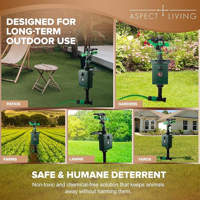 Animal Repellent – Motion-Activated Water Sprinkler Solar Powered Cat, Dog, Deer, Squirrel, Skunk Repellent for Lawn, Garden & Yard Protection