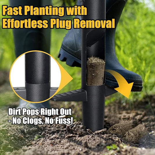 Bulb Planter Tool - 34" Long Handle Sod Plugger Lawn Plug Digger,Auto Plug Eject,Heavy Duty Garden Plant Hole Cutter for Grass,Tulip,Soil Transplant Plugging,Turf Repair Remover for Yard -Black