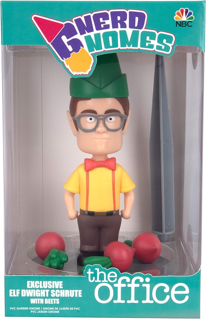 SCS Direct The Office Dwight Schrute Christmas Elf 8" Garden Gnome - Funny Indoor/Outdoor Holiday Lawn Ornament Figure Decoration - Officially Licensed - Gift for Adults, Men, Women - PVC