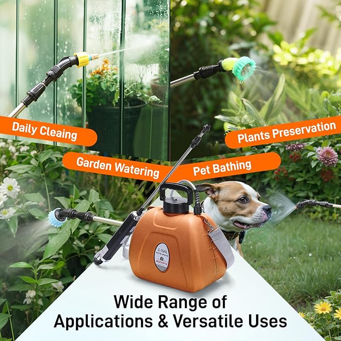 Electric Garden Sprayer 2.1 Gallon, 4 Mist Nozzles, Telescopic Wand, Adjustable Shoulder Strap, USB Rechargeable Waterproof Handle, Automatic Plant Mister for Lawn Garden