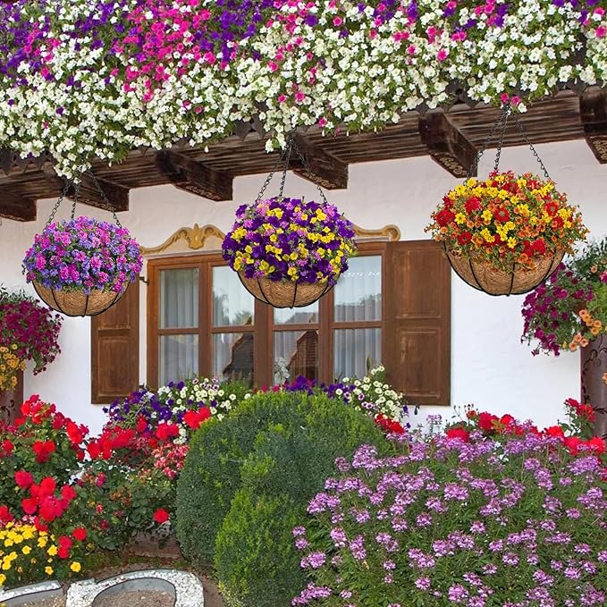 ZeeDix 4Pcs 10 Inch Coconut Liners for Planters, Round Hanging Basket Liners 100% Natural Coco Coir Basket Coco Replacement Liners for Hanging Basket Planters Flowers Vegetables(10in-4pcs)