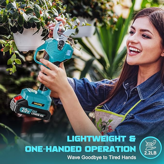 Cordless Pole Pruning Shears Compatible with Makita 18V Battery: 1.5-2 Inch Cutting Diameter Electric Pruning Shears with 2 x 2.0Ah Rechargeable Batteries - with LCD Display for Tree Branch