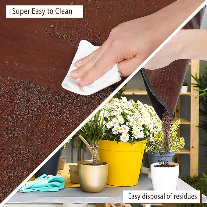 27"x 27" Repotting Mat for Indoor Plant Transplanting and Mess Control Foldable Waterproof Potting Tray-Easy to Clean Gardening Gifts for Plant Lovers