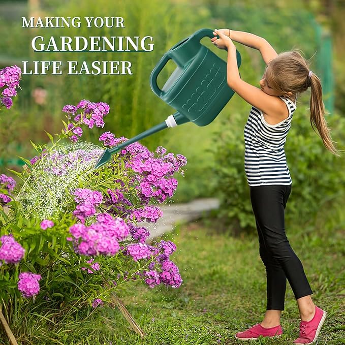 2 Gallon Watering Can, Garden Watering Can Outdoor, Plant Water Can with Removable Long Spout and Stainless Steel Sprinkler Head, Large Plastic Outdoor Watering Cans for Gardening Flower Plants