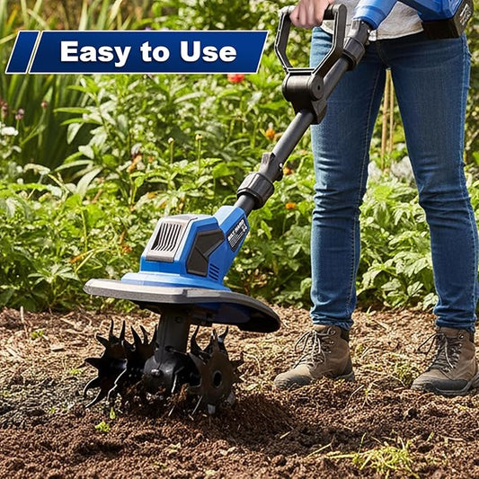 BILT HARD 20V Cordless Tiller Cultivator, 8-inch Wide Battery Powered Garden Cultivator, 300RPM Electric Tiller for Lawn, Gardening, Soil Cultivation (4.0AH Battery and Charger Included)