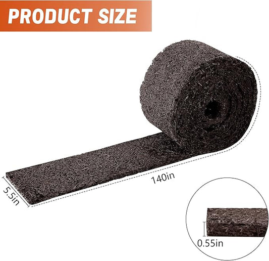 DECOHS 140" x 5.5" Recycled Rubber Mulch Mat Roll for Landscaping, Permanent Garden Pathway Mulch Barrier, Rubber Mulch Walkway Pathway Mat for Plants, Vegetable and Flower Outdoor (Brown)