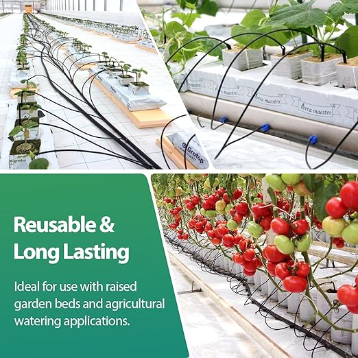 RedChili 12 Pcs 1/2" to 1/4" Drip Irrigation Fittings, Dripline 1/2 Inch (1/2" ID x0.6-0.65" OD) to 1/4 Inch Reducing Tee Adapter Drip Tubing Barbed Lock Nuts 1/2" to 1/4" Irrigation 3 Way Connectors