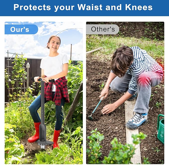 Grass Plugger Tool with Adjustable Digging Depth from 3 to 6 Inch Bulb Planter with Long Handle Plug Cutter Bulb Transplanter Tool for Plants Digging Holes, Repair of Turf, Transplant Seedling