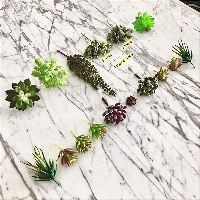 Artificial Succulent Plants Fake Assorted - 16 Pack - Unpotted Face Succulent Plants - Realistic Textured Succulents Picks - Fake Plants for Decoration - Faux Aloe Cactus Plant Bulk
