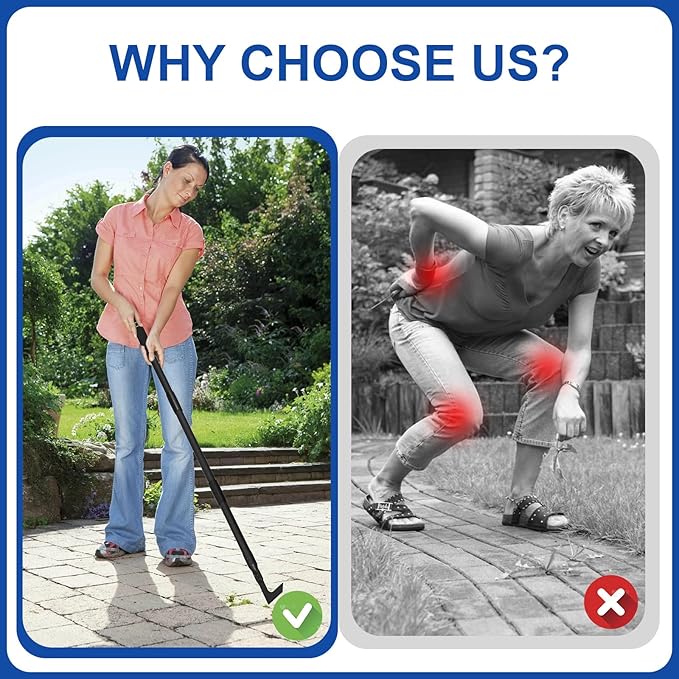 Crack Weeder Tool Long Handle Manual Weeders Crevice Weeding Tool L Shaped Multiple Sharp Blades Efficient Weeding for Narrow Spaces Driveways Sidewalks Paving Stone Gaps