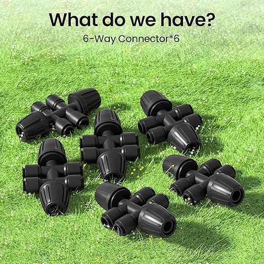 MIXC 6 Packs 1/2''to 1/4''Barbed Tee,Drip Irrigation Fittings for 6-Way Connector