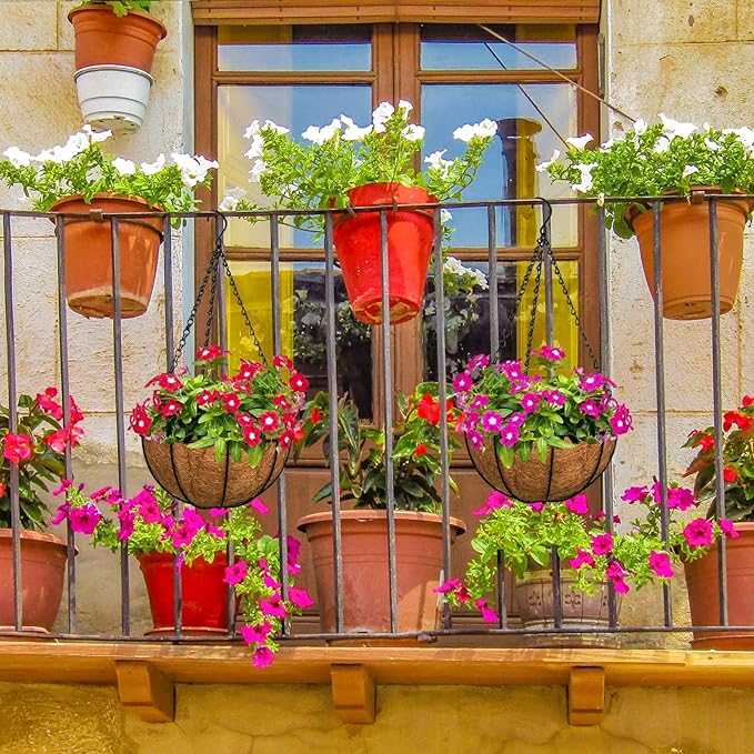 Halatool 6PCS 14 Inch Coco Fiber Liners - 100% Natural Coconut Fiber for Planters, Round Hanging Basket Liners for Flowers, Vegetables