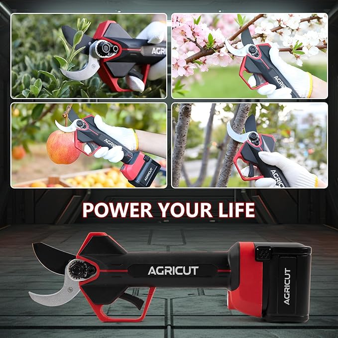 AGRICUT Electric Pruning Shears, 1.4 Inch Max Cutting Capacity Hand Pruners, 14.4V Cordless Branch Cutter with 2 * 4Ah Batteries, Pruning Shears for Gardening