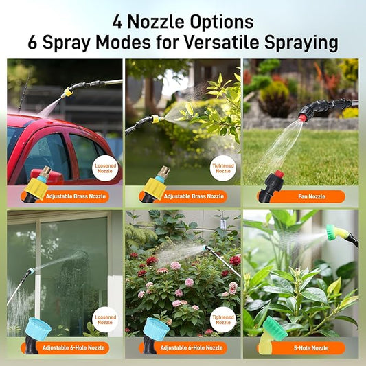 Electric Garden Sprayer 2.1 Gallon, 4 Mist Nozzles, Telescopic Wand, Adjustable Shoulder Strap, USB Rechargeable Waterproof Handle, Automatic Plant Mister for Lawn Garden