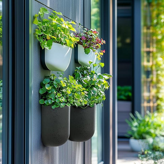 La Jolie Maison Wall Hanging Planters for Indoor Plants,Hanging Flower Pots for Air Plants Succulent, Set of 2, 5.7L*4.1W*6.5H, Concrete Gray