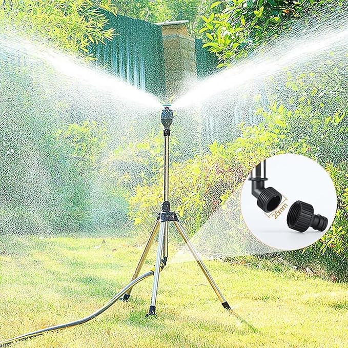 Rotating Tripod Sprinkler, 360 Degree Automatic Rotating Tripod Sprinkler, Automatic Rotating Yard Sprinklers, Rotatings Tripods Sprinklers for Large Area Yard Garden Lawn (C)