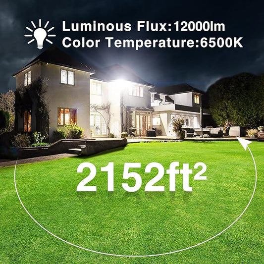 Onforu 120W LED Flood Light Outdoor, 12000LM Security Lights, IP66 Waterproof Outdoor LED Lights, 6500K Daylight White Floodlight for Garage Yard Garden Stadium Playground Arena(2 Pack)
