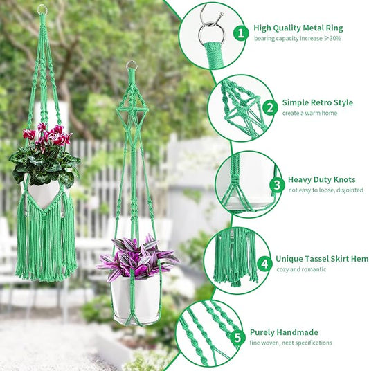 Macrame Plant Hangers, 6Pack Hanging Planters for Indoor Plants w/ 6 Set Hangers Kit Handmade Macromay Plant Hangers Indoor Flower Pots Holder Stand for Boho Home Décor (POTS NOT Included)