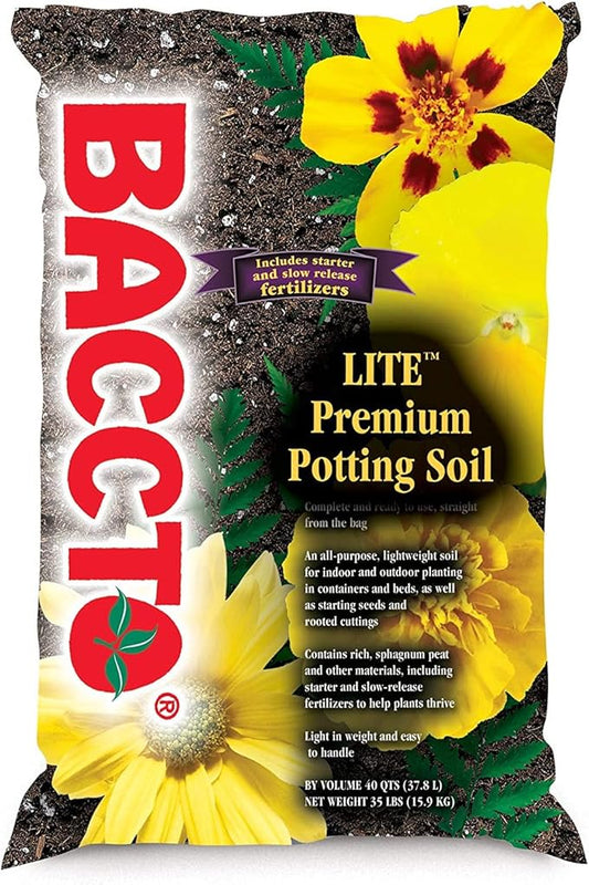Michigan Peat 1440 Baccto Lite Premium Potting Soil for Gardening, Seed Starting, Propagation, and More, 40 Quart Bag (2 Pack)