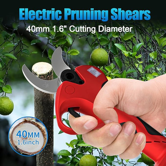 Electric Pruning Shears Cordless, 1.6"(40mm) Cordless Pruner, 2Pcs 2000mAh Battery Operated Pruning Shears & Electric Tree Pruner, SK5 Steel Blades Battery Powered Pruning Shears JOVANT