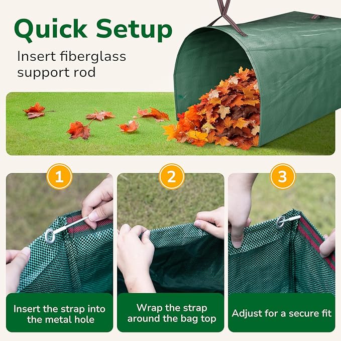 GreatBuddy Lawn Bag, 72 Gallon Yard Waste Bags, Heavy Duty PP Garden Leaf Bags for Leaves, Grass and Debris, Reusable & Foldable Leaf Collector with Handles, Wide Opening and Self-stand Design, 2 Pack