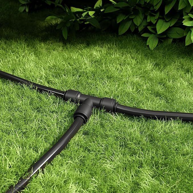 MIXC Quick Connect 1/4" Drip Irrigation Tee Connectors, Universal Barbed Fittings for 1/4" Tubing, Leak-Free Solution for Sprinkler & Drip Systems, 15 Pack