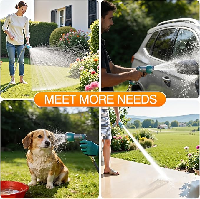 AXTRIM 100 ft x1/2 in Retractable Garden Hose Reel, Premium Wall Mounted Water Hose Reel with 10-Pattern Spray Nozzle, Any Length Lock, Slow Return System, 180° Metal Swivel Bracket, Anti-UV