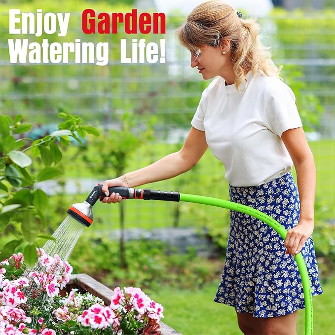 Garden Hose 75 ft x 5/8", NON-EXPANDING Flexible Water Hose, Kink Resistant Lightweight Hybrid Hose, Leakproof Yard Hose with Male to Female Fittings