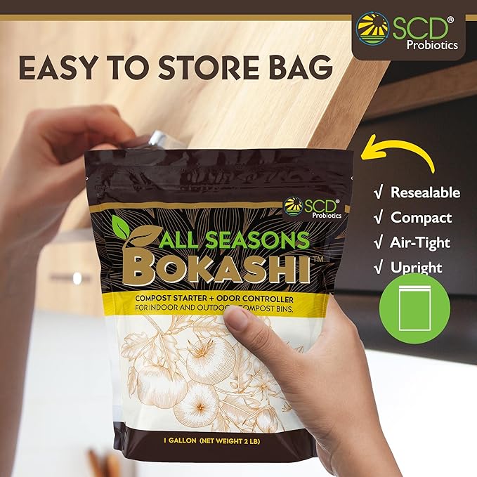 All Seasons Bokashi Compost Starter - 2 lbs (1 Gallon) 6.6 lbs Dry Bokashi Bran for Kitchen Compost Bin, Compost Pet and Food Waste Easily with Low Odor, (3 Pack) by SCD Probiotics