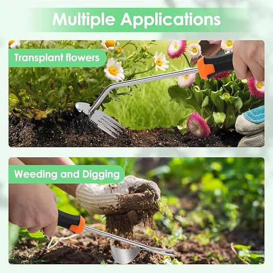 Weed Puller Tool, Set of 3, Rubber Handle Weed Remover Tool, Manual Weeder,L-Shaped Weeding Tool, Thickened Stainless Steel Crack Weeder,Planting and Weeding for Garden, Patio, Backyard Farm