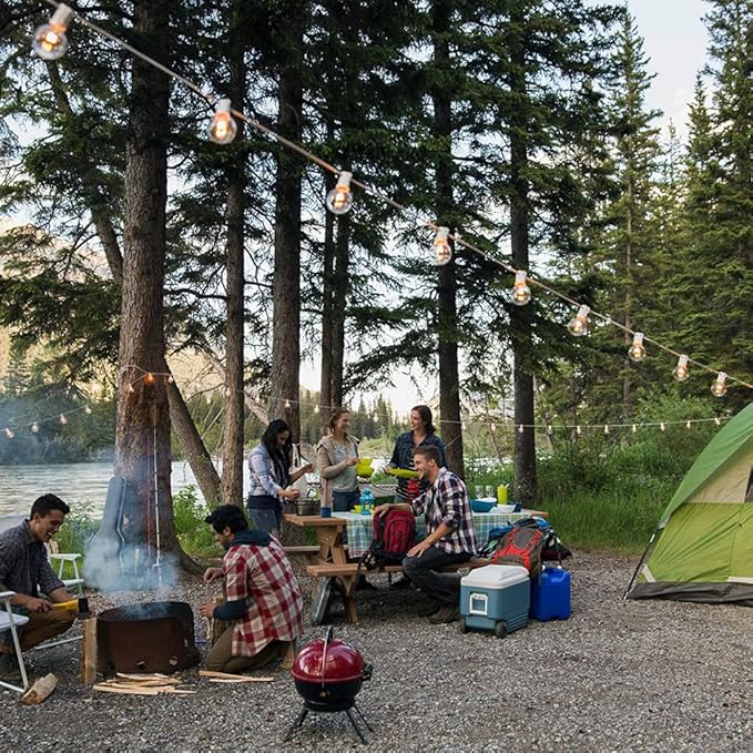 SUNTHIN White Outdoor String Lights, 48FT White Patio Lights with 25 G40 Shatterproof LED Bulbs(1 Spare), Waterproof Hanging Outside Lights for Porch, Deck, Garden, Pergola, Bistro