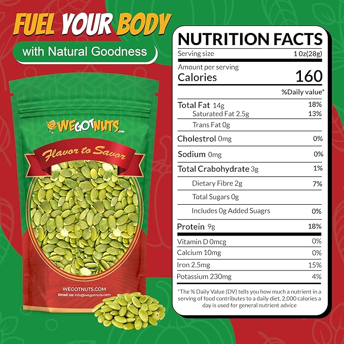 We Got Nuts Pumpkin Seeds Healthy Snacks 4 Lbs (64oz) Bag | Raw Pepitas No Preservatives Added, Non-GMO, 100% Natural With No Shell | For Baking, Salad Toppings, Cereal, Roasting | Low Calorie Nuts,