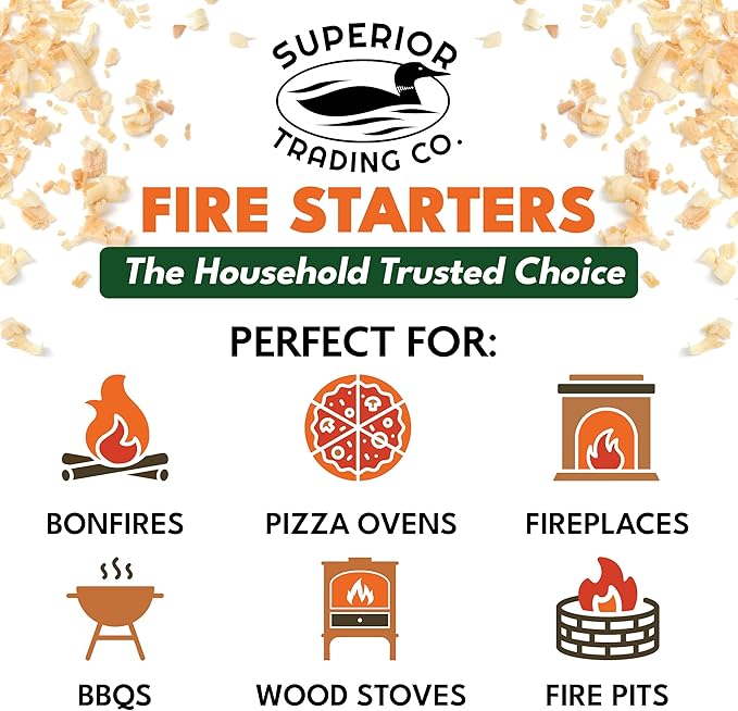 Superior Trading Fire Starter Pods in Resealable Packs - Fire Starters for Campfires, BBQ, Grill, Pit, Wood Stove & Charcoal Starter, 15-20-Min Burn, 30 Extra Large Pods, USA Made, Brown, 3.2 Lbs