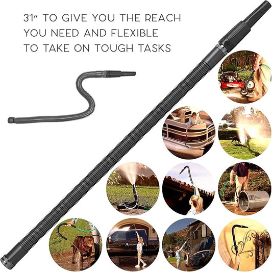 Bernini FlexEnd Garden Wand, Flexible Hose Sprayer with Fireman Nozzle for Versatile Watering and Cleaning - 31" Reach, Black