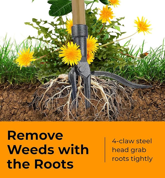 Stand Up Weed Puller Tool with Long Handle - Dandelion Weeding Tool, No More Bending