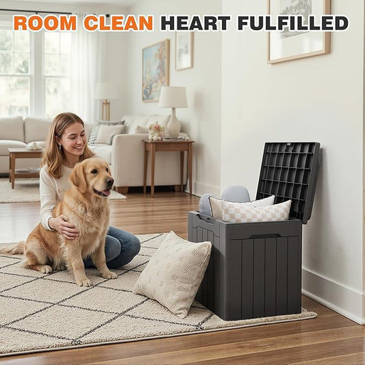 32 Gallon Deck Box Outdoor Indoor Waterproof Storage Box for Patio Furniture, Pool Accessories, Garden Tools, and Cushion Storage, Gray
