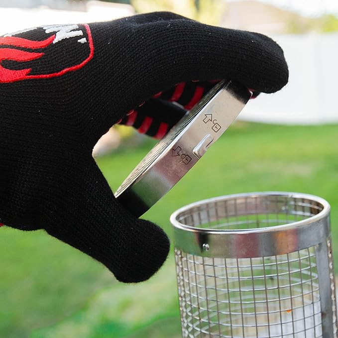 BLAZIN' GRILL Rolling Grill Basket | Rolling Grilling Baskets for Outdoor Grilling 2 Pcs | Barbecue Grill Set with BBQ Gloves | Portable Camping Net Rack Perfect for Vegetables, Seafood & Meat