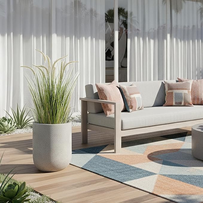 KOL 4ft Artificial Horsetail Grasses (2-Pack) - 47.2in Tall Realistic Faux Plants for Indoor Outdoor, Potted Fake Grass Decor for Home Office Wedding, Low Maintenance Houseplant Gift