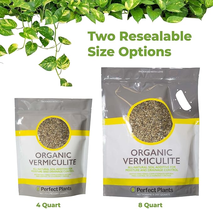Organic Vermiculite by Perfect Plants - 8 Dry Quarts Natural Medium Grade Soil Additive for Potted Plants