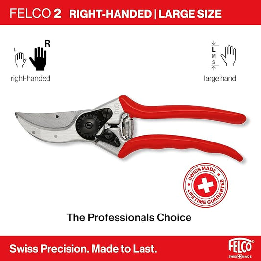 Felco F2 Pruning Shears – 9.25" Swiss-Made Garden Clippers for Professional Pruning | Hand Pruners for Gardening | Garden Tool Cutter with Precision Bypass Blade, Aluminum Body, Replaceable Parts