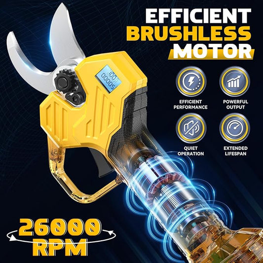 Cordless Electric Pruning Shears: 1.5-2 Inch Portable Pruning Shears Compatible with DeWalt 20V Battery (No Battery) - Garden Pruners Tool with LCD Display & SK7 Blades