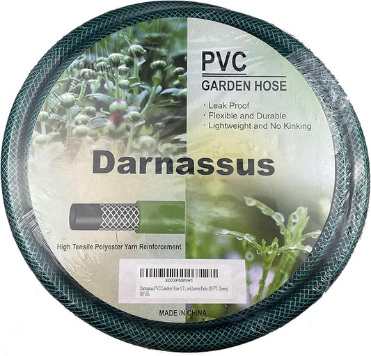 PVC Garden Hose 1/2 Inch Green Heavy Duty Water Hose with Solid Brass Fittings,No Leaking, Flexible,for outdoors,Lawns,Patio (20 FT, Green, Brass Fittings)