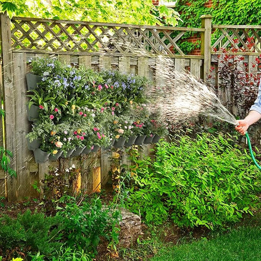 Worth Garden 36 Pockets Self Watering Vertical Planters Indoor Outdoor Living Wall Mounted - 9' Automatic Dripping Irrigation System Hose Kit Stackable Plastic Pot Herb Plants Home Balcony Decoration