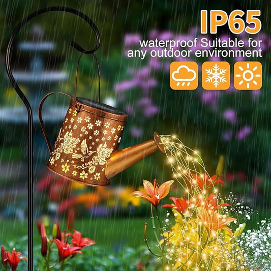 Solar Watering Can Light, Solar Powered Hanging Lantern Landscape Lights, Decorative Garden for Yard Waterproof Garden Decor, Gifts for Mom, Grandma(02-Hummingbird)